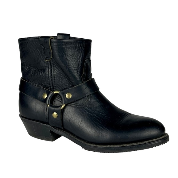 DOUBLE H BOOT CO. LADIES HARNESS 5026 ALMOND TOE SHORT LEATHER MOTORCYCLE BOOTS - Picture 1 of 14